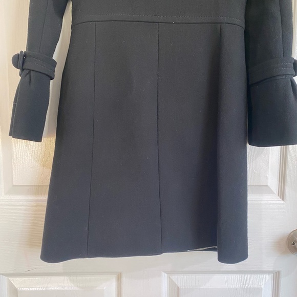 J Crew Day Coat Wool Black Mid Length Minimalist Classic Feminine Button Size 0 - Picture 13 of 16